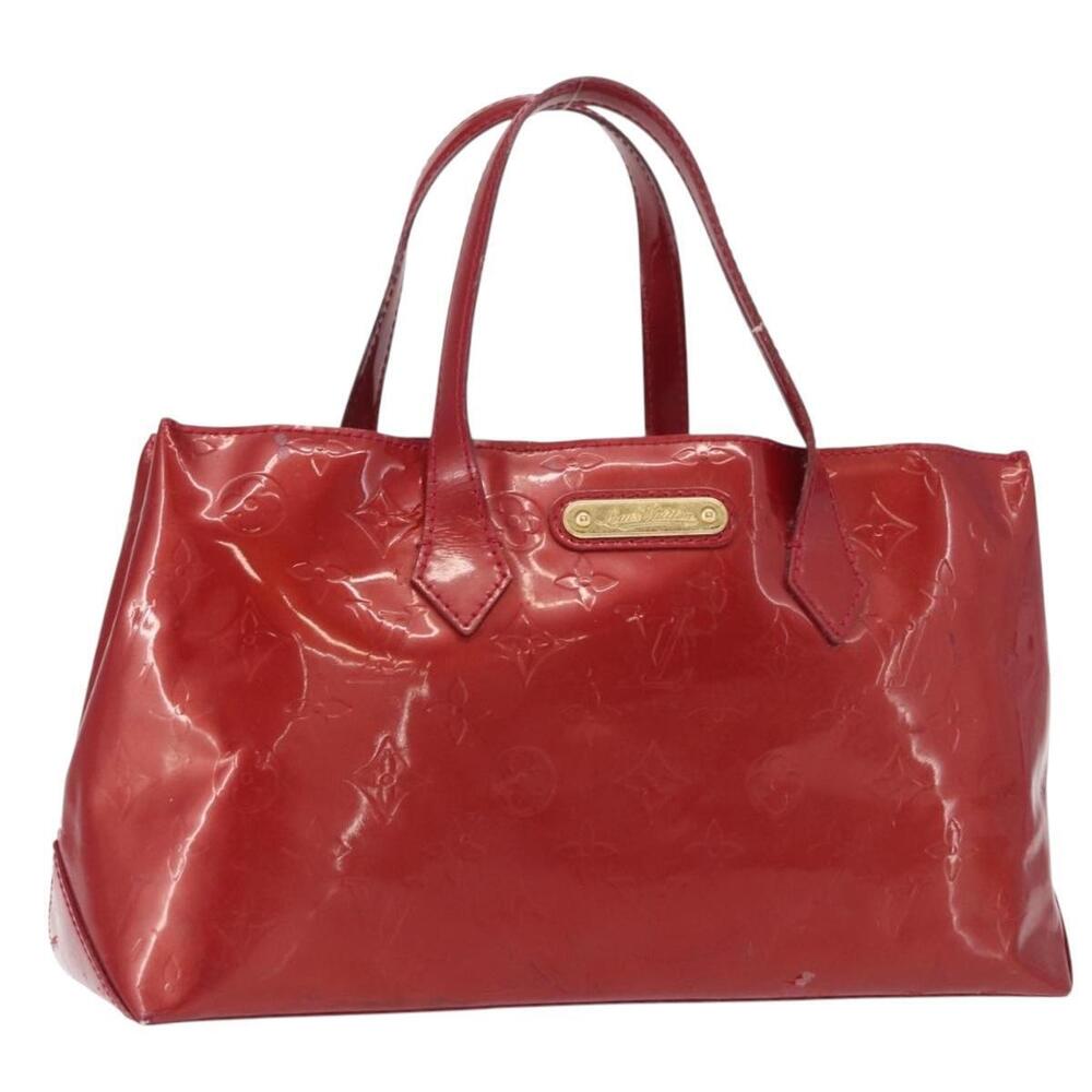 LOUIS VUITTON Vernis Wilshire PM Hand Bag Pomme D'amour M93642 LV Auth 156950